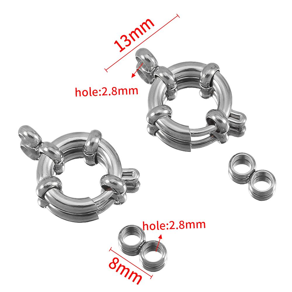 4 Stück 10-18mm Edelstahl Federverschlüsse Runder Seglerverschluss Armband Zwei Ösen Verbinder DIY Schlüsselbein Halskette Schmuckherstellung