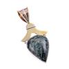 Natural Green Pietersite Gemstone 925 Solid Silver Two Tone Pendant 1.75" W9O33