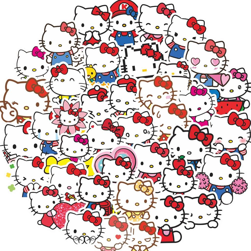 Hello Kitty Stickers, 100-Piece Set, Cute Anime Stickers for Crayon Shin-chan, Waterproof Decals, Cute and Stylish Cartoon DIY Stickers, Great Gifts