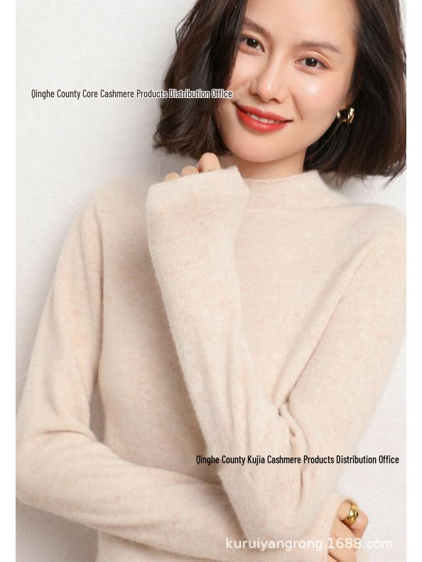 Women's 100% Pure Wool Turtleneck Sweater - Fashionable Autumn/Winter Knitted Cashmere Base Layer Top