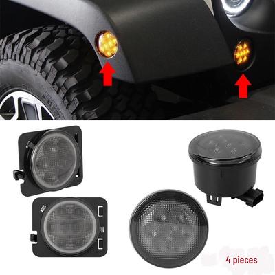 2007+ Wrangler JK Smoked Black Grille, Turn Signal, and Wheel Arch Light Combo