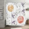Space-themed Penguin Bath Shower Curtain Cute Outer Space Print for Kids Bathroom Decor White with Red Planet Design 3D Waterpro