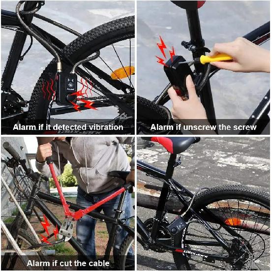 Hollarm Bluetooth Bike Motorcycle Lock Alarm Waterproof Burglar Vibration Bike Alarm Lock System Security Smart APP Control