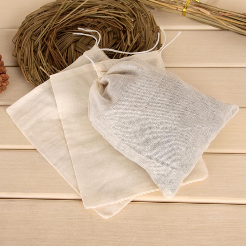 10xCotton Muslin Drawstring Straining Tea Cooking Separate Spice Filter Bag