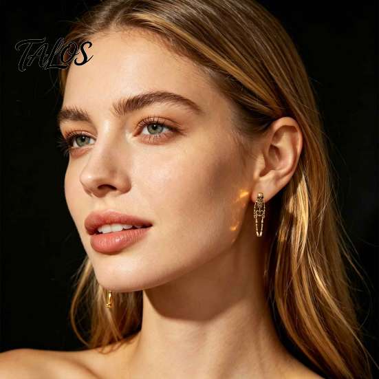 Vintage Metal Texture Skull Earrings 2Pcs Skeleton for Women, Gothic Alloy Drop Earrings, Hypoallergenic Punk Dark Aesthetic Fashion Jewelry