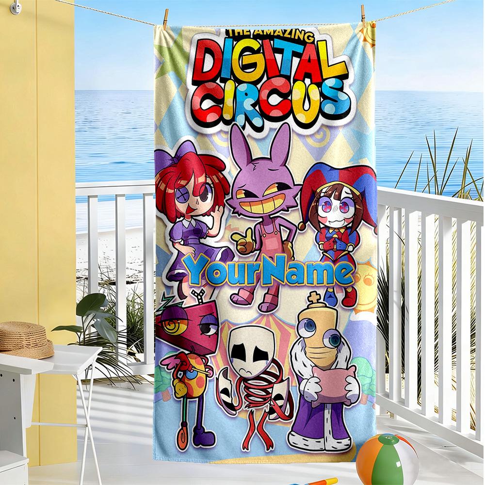Digital Circus Customize Your Name Beach Towel Super Soft & Absorbent Portable for SwimmingBeachCamping Travel Beach AccessoriesGym