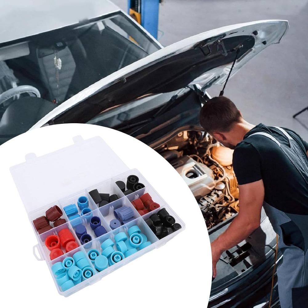 77pcs High Low Side Dust Cap Set Valve Core Port Caps  For R12 R134A System Repair