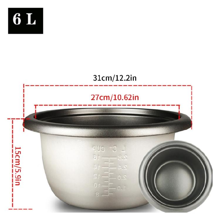 Olla Interior para Arrocera de Aluminio Reemplazo de Revestimiento para Arrocera Eléctrica Olla de Cocción Antiadherente Olla para Hornear Fácil de Limpiar