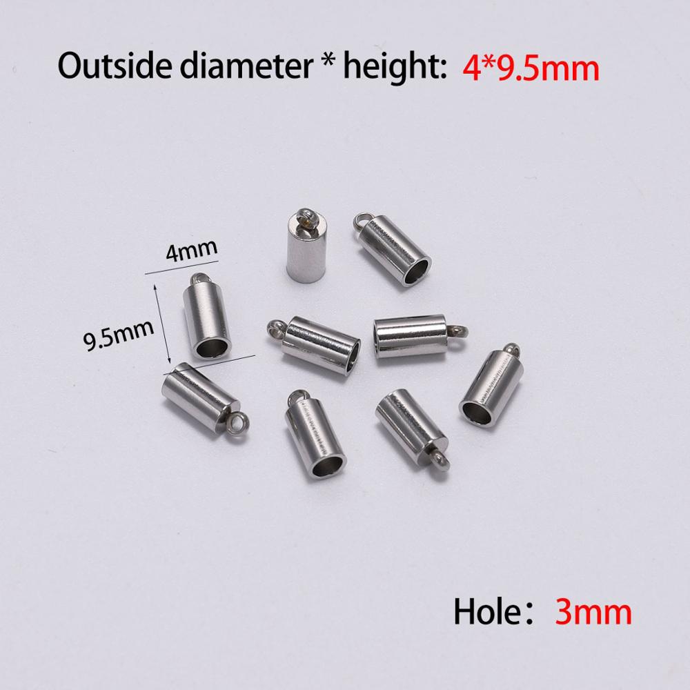 10pcs/lot Stainless Steel End Tip Cap Fit 2-10mm Tassel Leather Cord End Crimp Caps For DIY Jewelry Making Bracelet Accessories