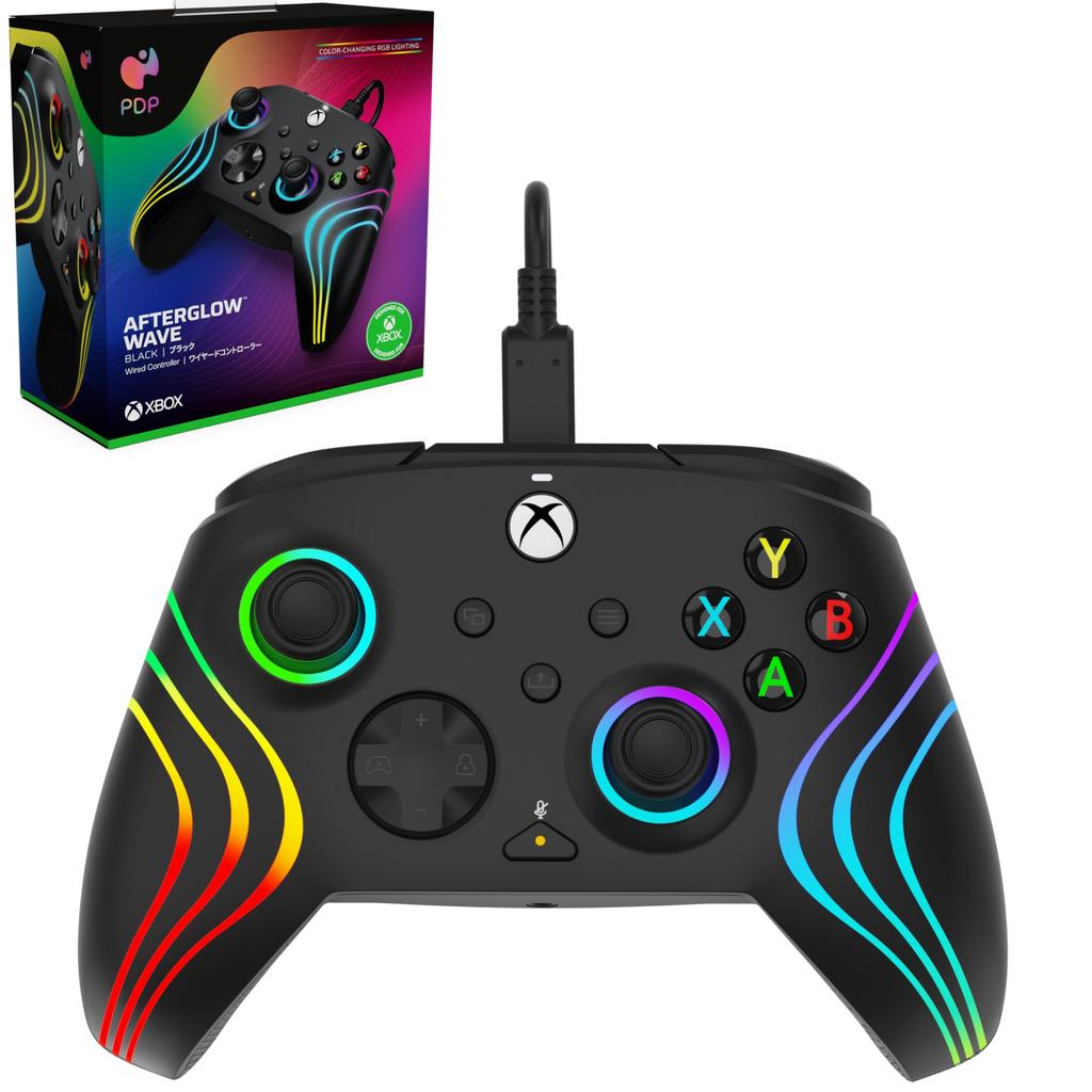 Officially Licensed Xbox PDP by TURTLE BEACH Afterglow Wave LED Wired Controller for Xbox Series and PC Black X/S -