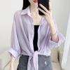 Sheer Shirts for Women Tender Fairycore Button Summer Sun-proof Lightweight Korean Style Slouchy Commuting Temperament Versatile