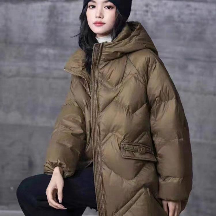 

Женская куртка-пуховик с капюшоном, теплые повседневные пальто, парки, осень-зима One Size кофейный