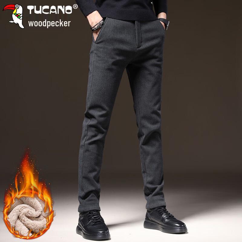 Tucano Men's Autumn/Winter Fleece Lined Straight-Leg Casual Pants