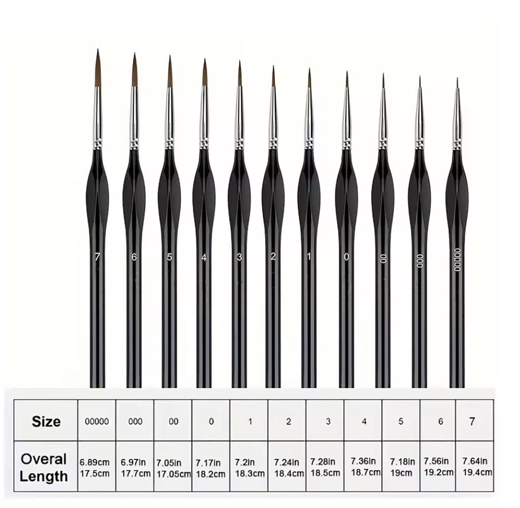 11 Parça İnce Detay Boya Fırçası Seti - Sağlam ve Hassas Minyatür Fırçalar - Warhammer 40k, Model ve Sanat Boyama için İdeal