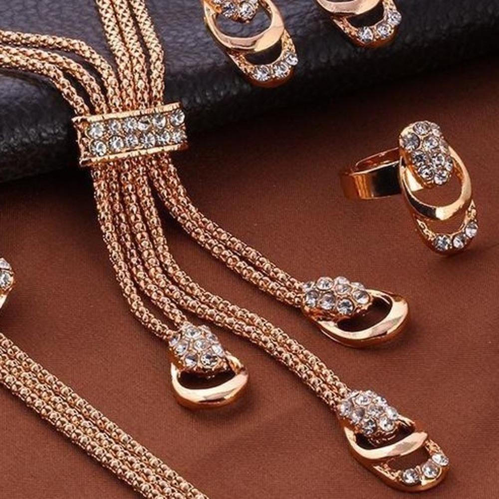 Luxury Suit Jewelry Necklace Exaggerated Bracelet Chain Ring Bracelet Jewelry Set For Women