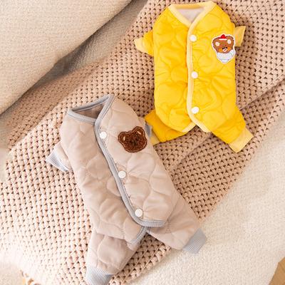 Autumn and Winter Puppy Dog Cute Wind Simple Sticker Quilting Cotton Bear Four-legged Clothing Medium and Small Dog Pet Cat Clothes