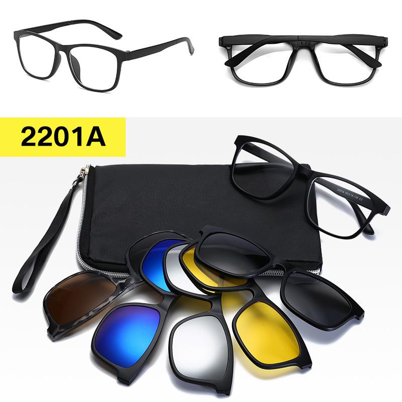 Polarized Magnetic Clip-on Sunglasses Set: Unisex TR Frame Prescription Eyeglass & Sunglasses Combo