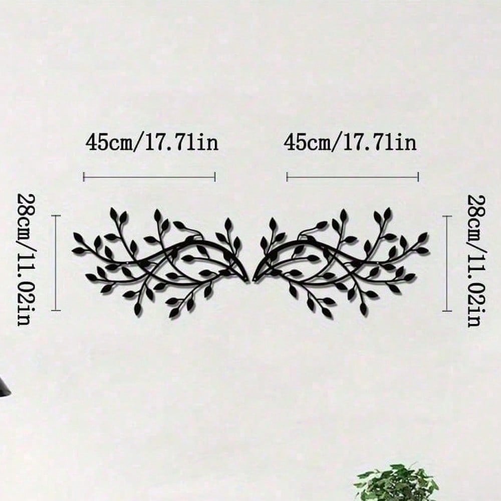 Black Metal Ivy Laurel Leaf Wall Decor Modern Home Office Art 45x28