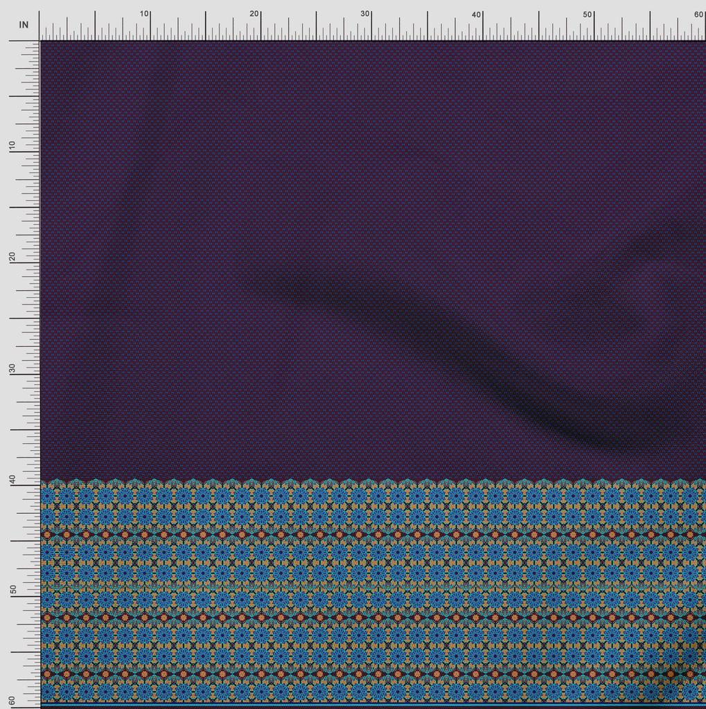 Soimoi Japan Crepe Satin Fabric Mandala & Shield Symbol Panel Printed Craft Fabric by the Metre 42 Inch