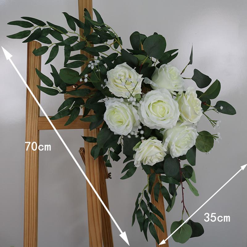 Silk Flower Wedding Welcome & Directional Sign with Floral Art Decoration