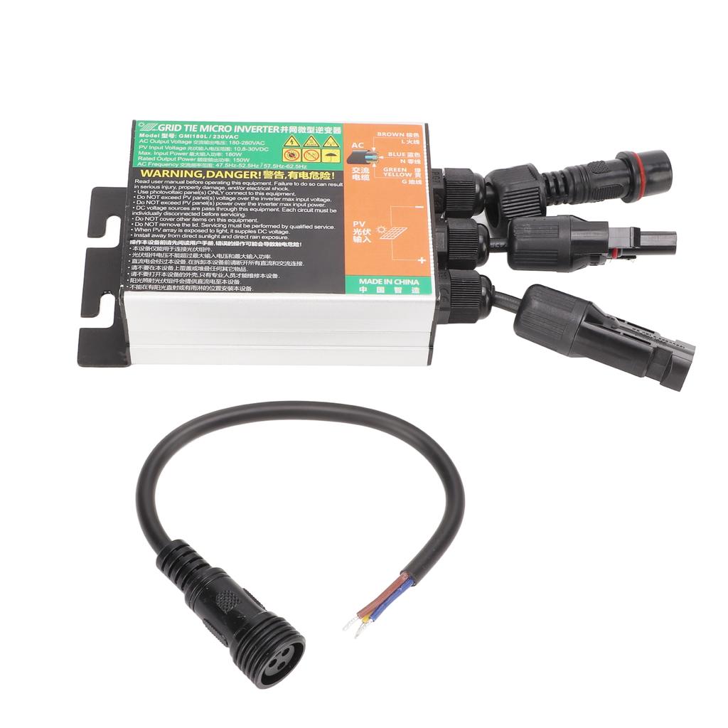 Solar Grid Tie Inverter Pure Sine Wave 180W 230V 10.8V to 30V DC Input to AC 180V to 280V Output