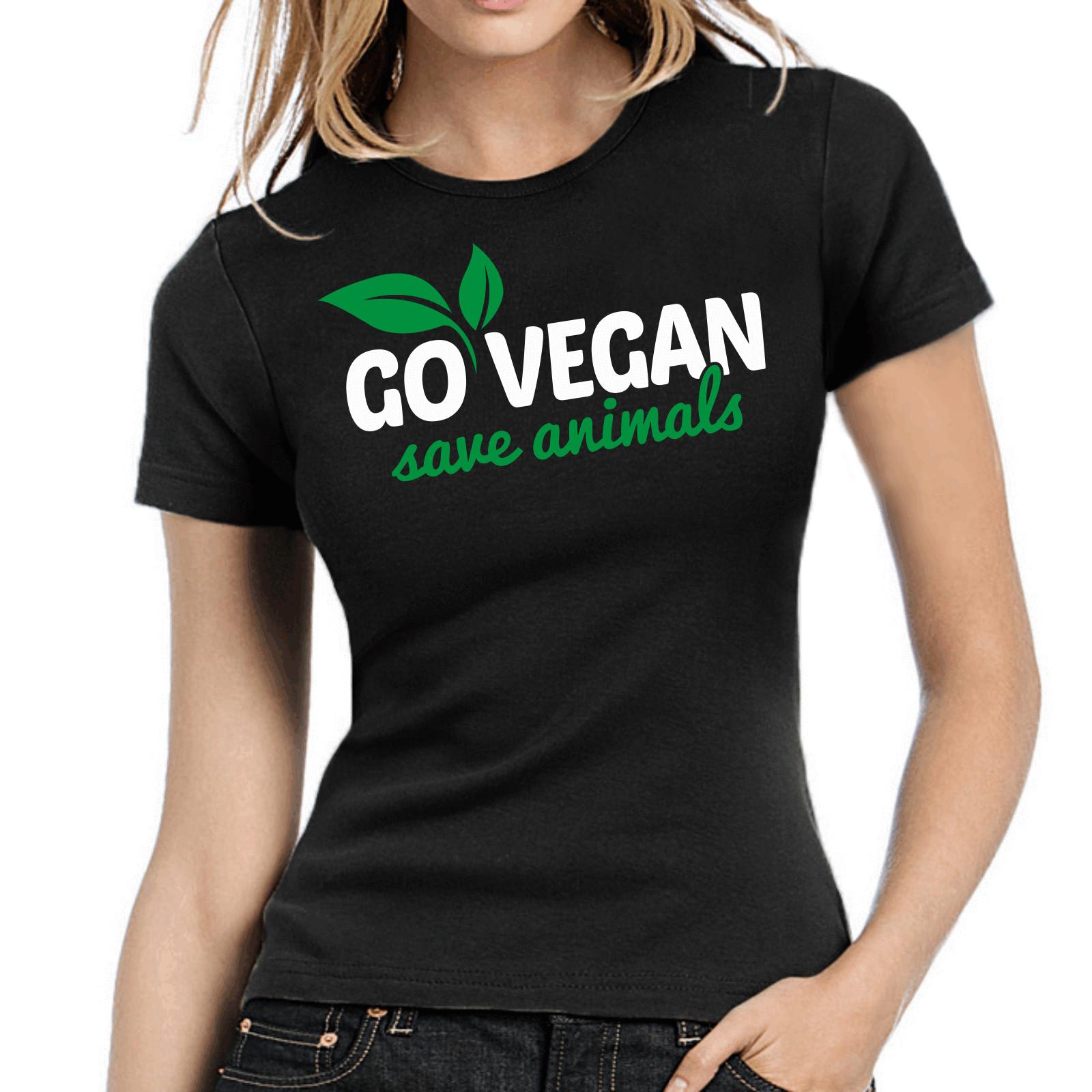 Go Vegan Sauvez Les Animaux T-Shirt Mens Womens Tees Top Femme Éthique Vegan XL