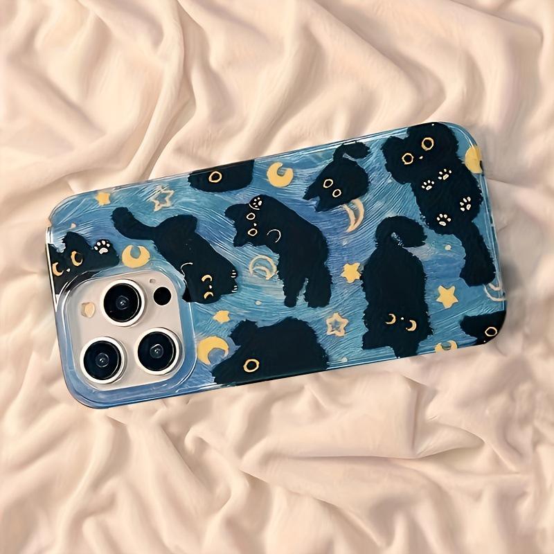 Cartoon Black Cat Phone Case for iPhone 15/14/13 Pro Max - Soft and Compatible