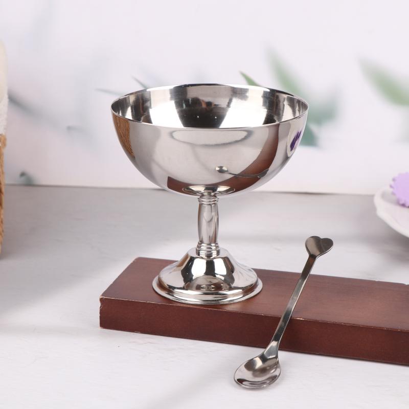 Stainless Steel Dessert Cup Vintage Durable Pudding Milk Jelly Ice Cream Cup Bowl Salad Bowl Dessert Fruit Plate Snack Dish