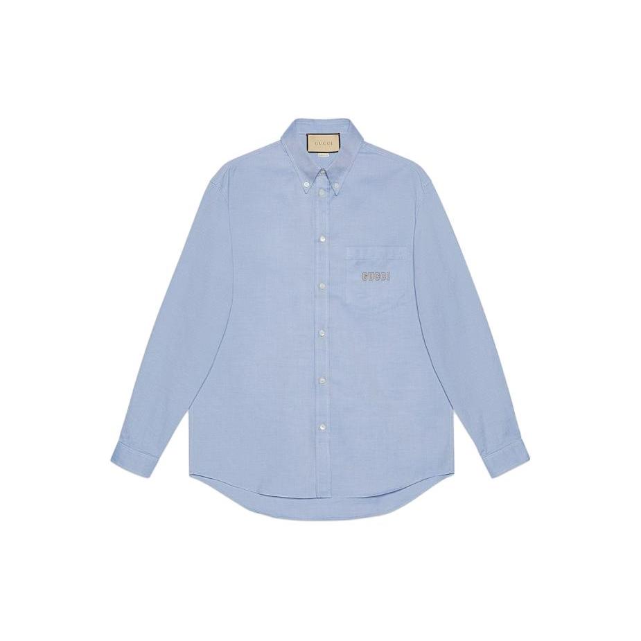 Gucci Shirts Men's Blue Lapel Moderate Other 742711-ZANVG-4069