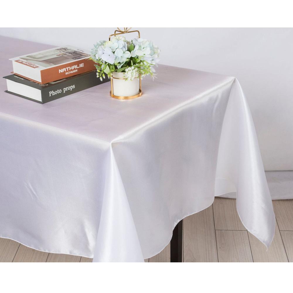 

Прямоугольная атласная скатерть, однотонная свадебная скатерть, белая гладкая ткань для детского душа, дня рождения, банкета, вечеринки, декора 145X275cm белый