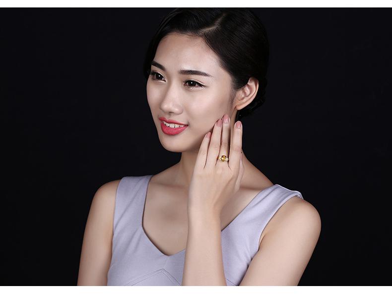 Yellow Crystal Butterfly Dance Diamond Ring - 18K Gold-Plated European & American Style