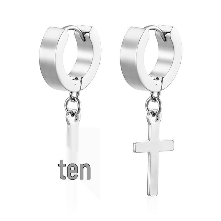 Unisex 18K Gold Plated Stainless Steel Punk Cross Earrings - European & American Fashion Style.