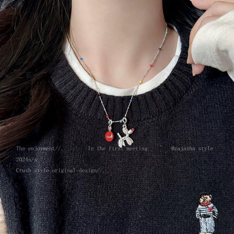 Koreansk enkel vävd väska hänge halsband enkel kall vind nyckelbenskedja nisch exklusivt temperament smycken kvinnor