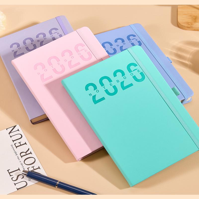 1 st Dagbok i Läder 336 Sidor 2026 Daglig Månatlig Planerare Med Färgglada Månadsmärken Hårdband Daterad För Daglig Planering