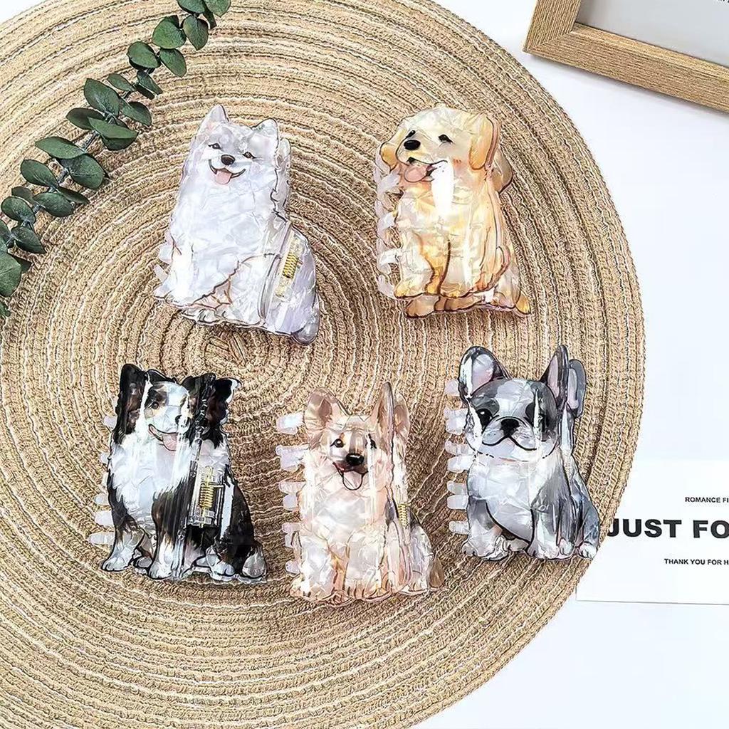 1 Stück niedliche mittlere Tier-Haarspange, lockiger Shiba Inu Corgi Welpe Acryl-Klammer Cartoon-Haarspange Pan-Haar Haiklammer