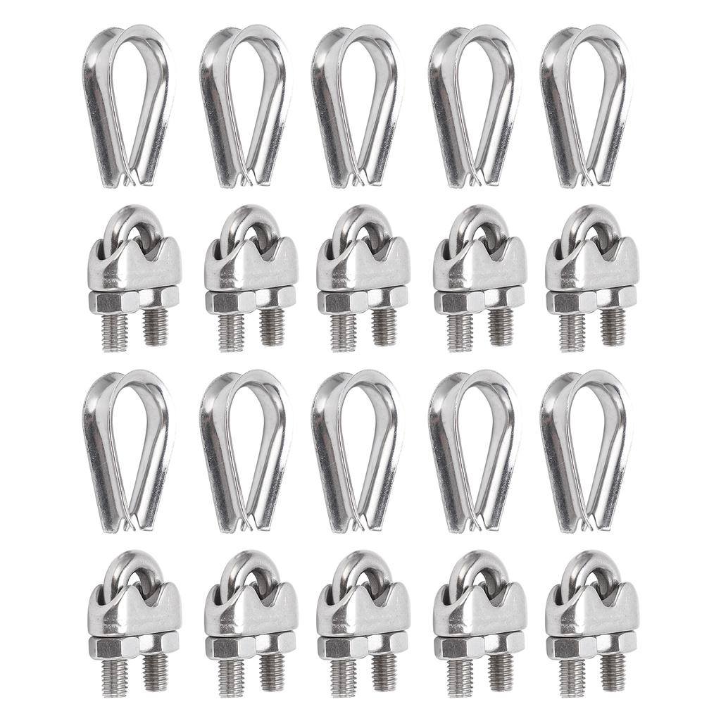 Abrazadera de Cuerda Marina de Acero Inoxidable 304 Resistencia a la Corrosión Collar para Cables de Acero para Cuerdas de Ropa Cuerdas de Tracción