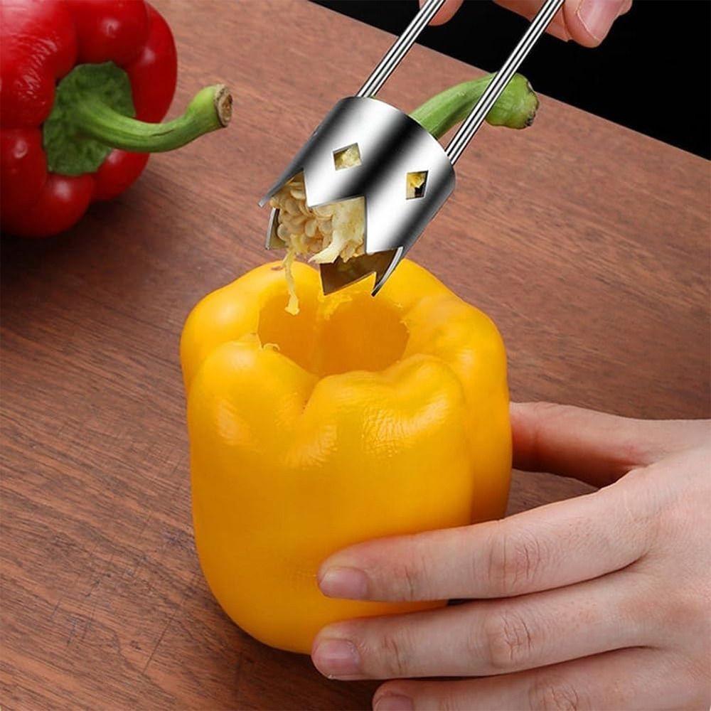 Stainless Steel Tomato Stem Corer Tool Embedded Pepper Corer Seed Remover Tool Strawberry Huller