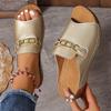 Sandalias de Mujer de Punta Redonda con una Correa y Cadena Metálica, Zapatos Casuales de Verano, Calzado de Tallas Grandes