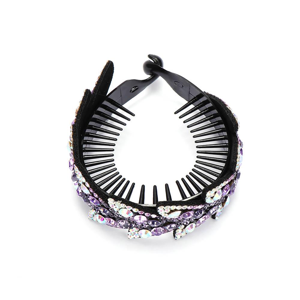 

Hair Claw Women Rhinestone Bun Maker Headwear Bird Nest Twist Clip Floral Leaves Hair Claw рожевий/шампанського