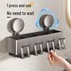 Wall-Mounted Suction Toothbrush & Toothpaste Holder with Aluminum Storage Shelf