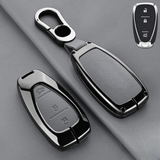 Leather Zinc Alloy Car Key Case Cover For Chevy Spark Trax Camaro Malibu Cruze