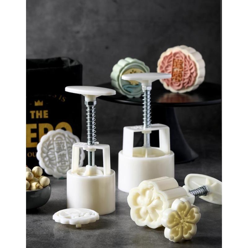 Pastry Decoration Plunger Tools Mid-Autumn Festival Mooncake Mold Hand-Pressure Cookie Stamps with Floral Sakura Patterns