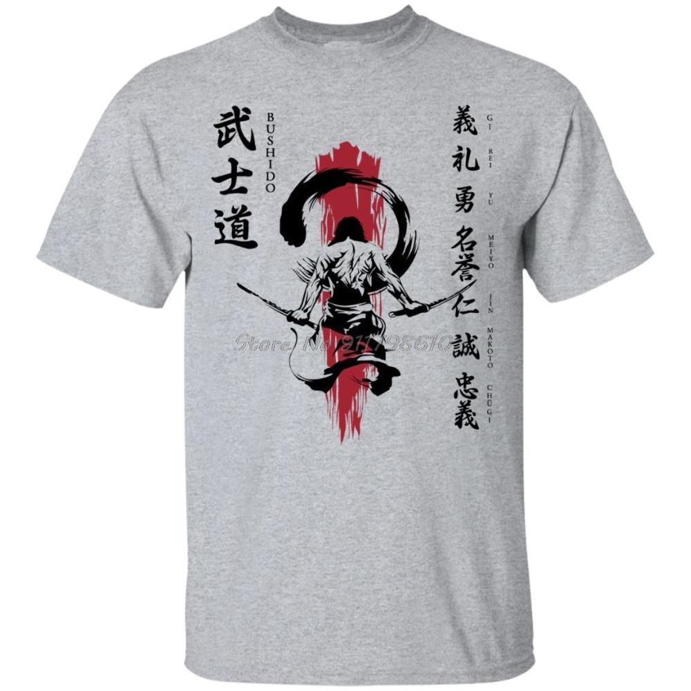 Fan Samurai Warrior Japanese The Seven Virtues Of Bushido New Short Sleeve Men Fashion Men Round Neck Cotton T Shirt