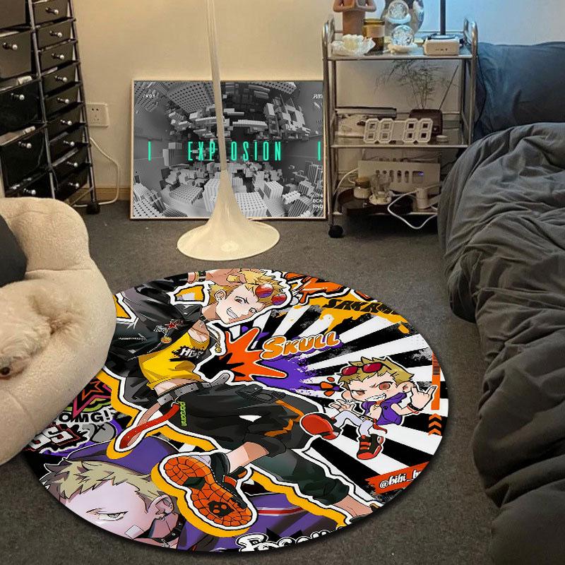 Luxury Round Gothic Multicolor Accent Rug, Non-Slip Floor Mat for Kitchen