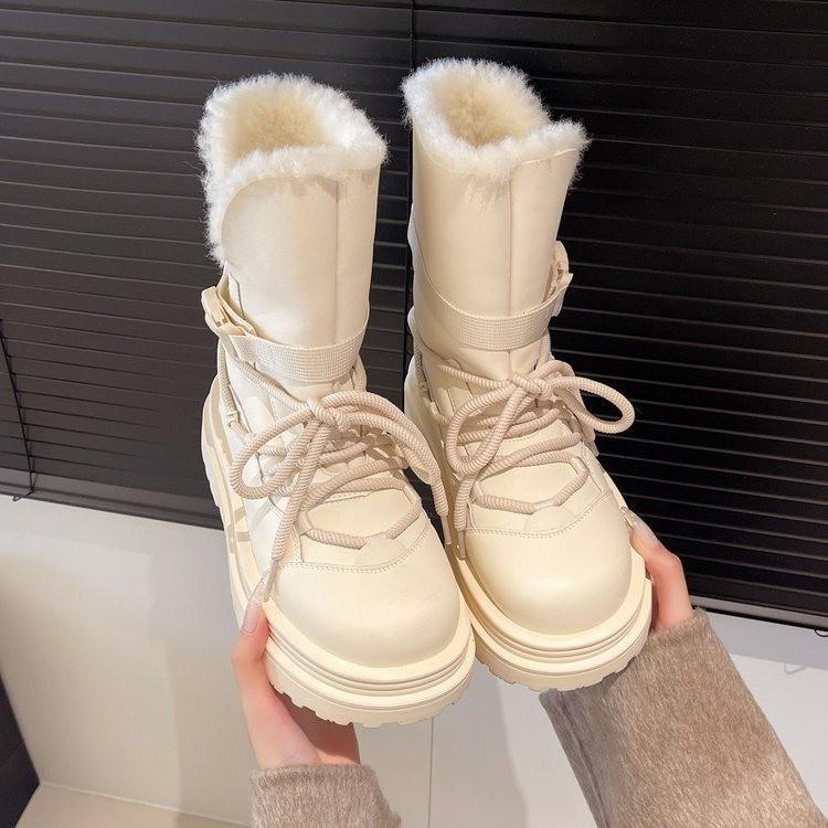 Fashion Thick-soled snow boots for women 2025 winter new style, fleece and thickened, fashionable and warm short boots