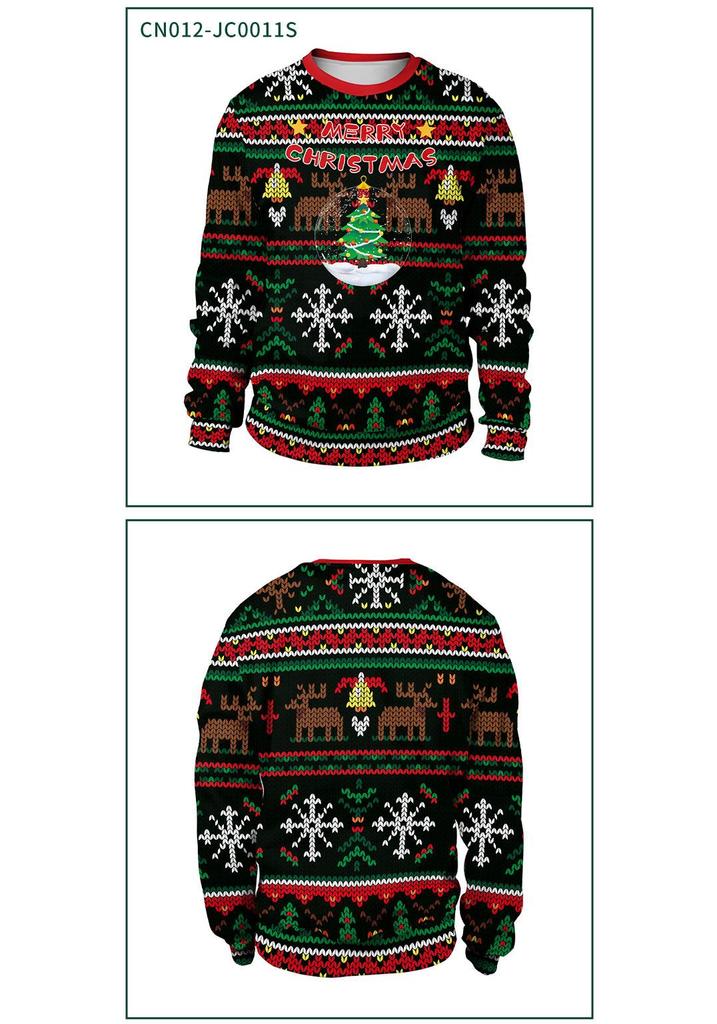2025 Autumn Round Neck Snowman Reindeer Couple Hoodie