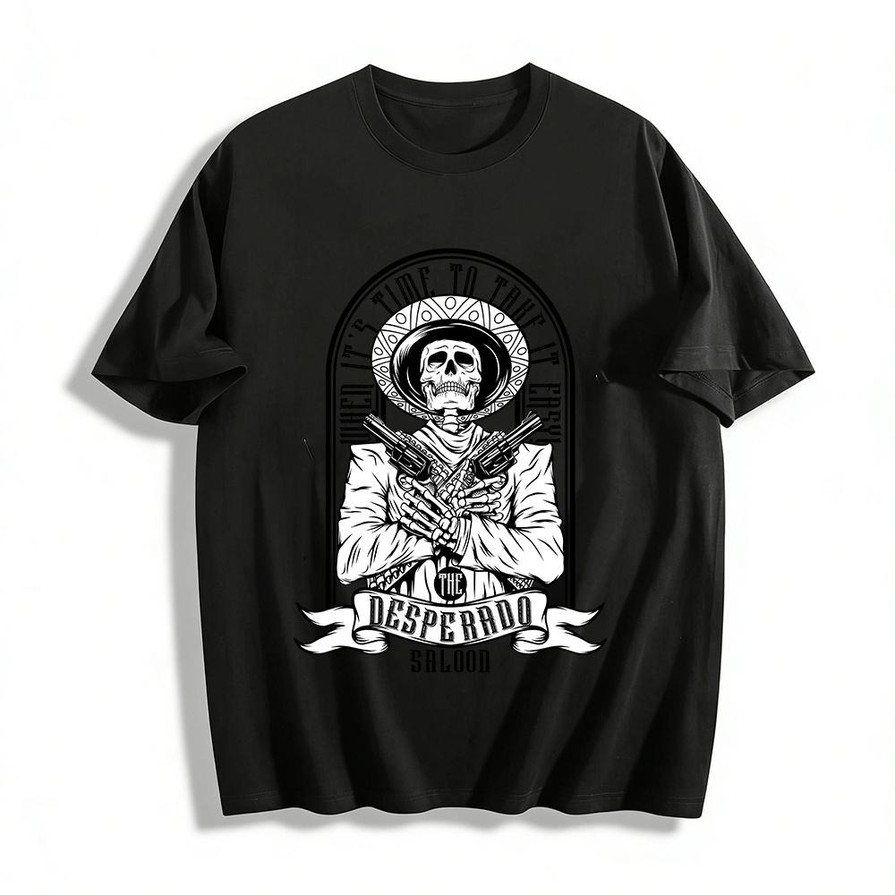 

Vintage Desperado Saloon Skull Graphic Casual Tee Pure cotton T-shirt XXS