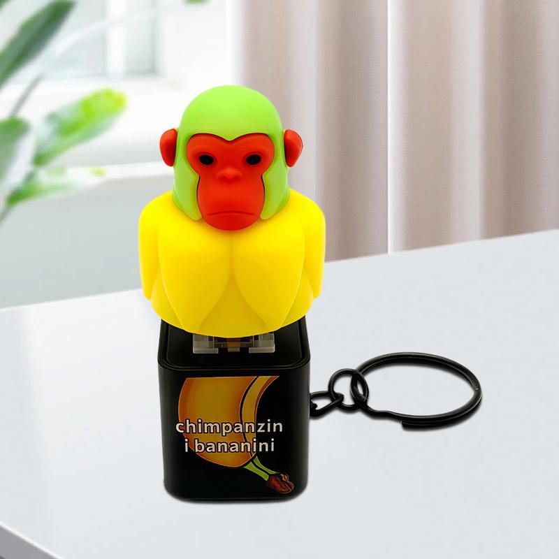 Chaveiro de Botão Homem Palito de Madeira Não Tóxico 3Dnew Tralalero Tralala Tungtungtung Com Pingente Luminoso - Decoração Periférica de Anime Presente Brinquedos