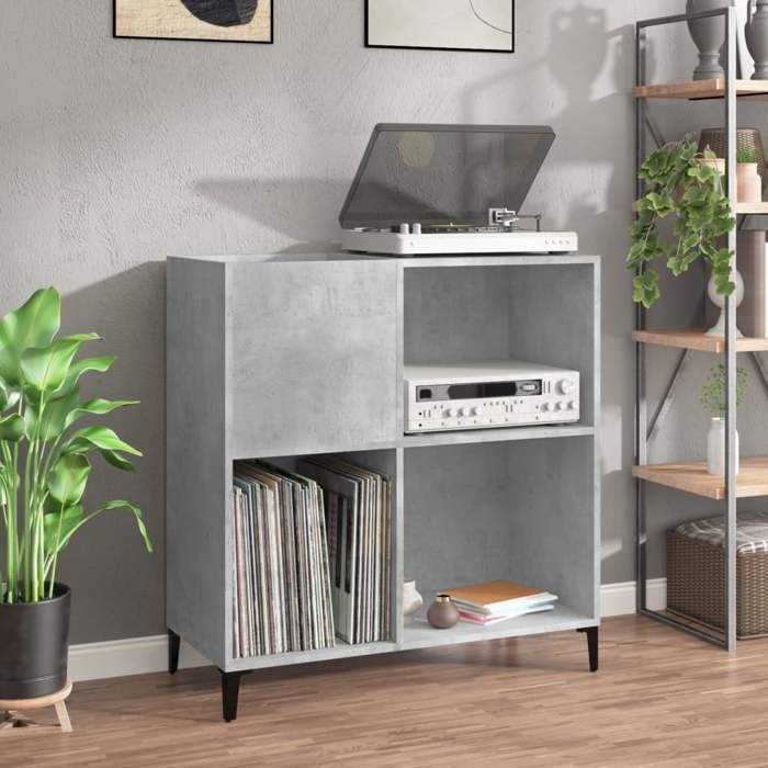 VidaXL Record Cabinet Concrete Grey 84.5x38x89 Cm Engineered Wood 832001