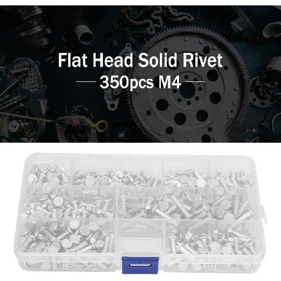 

Комплект цельных заклепок M4 с плоской головкой, 350 шт. Ассортимент алюминиевых заклепок, Различная длина алюминиевых заклепок 4/6/8/10/12/16/20 мм, Ассортимент цельных заклепок